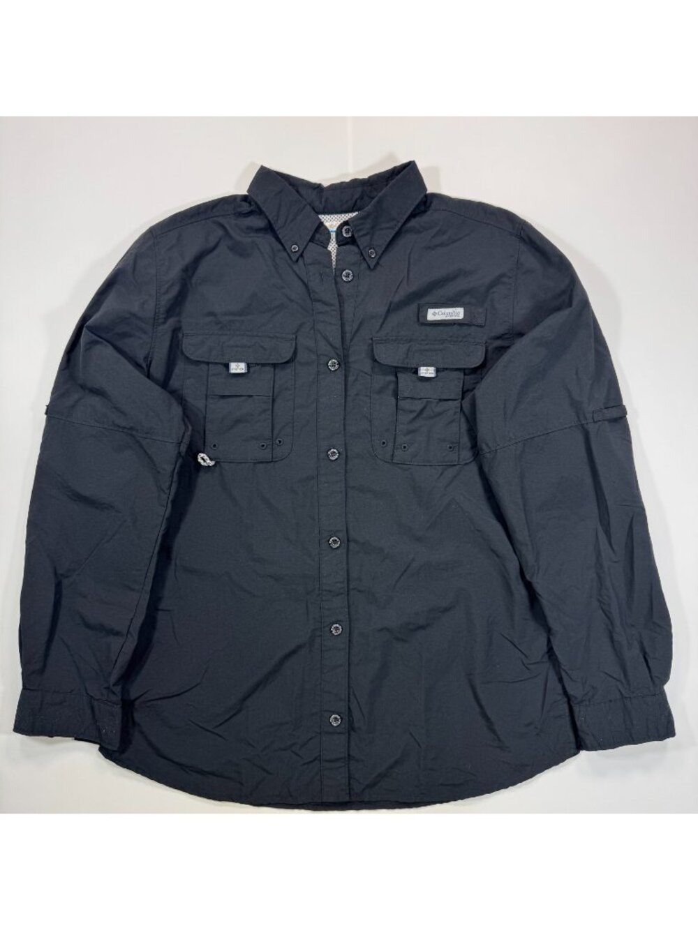 Columbia PFG Bahama II Shirt Men's M Black Nylon Button-Down Fishing Camping